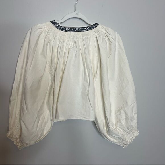 RE/DONE Victorian Cut Off cotton blouse NWT Large - Picture 11 of 11